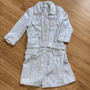Vertigo Paris white silver metallic trench coat three-quarter length sleeves S